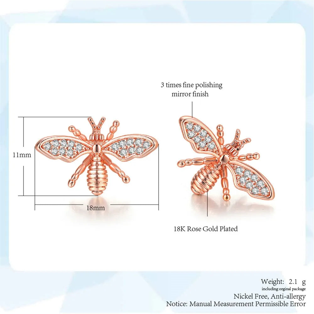 ZHOUYANG Jewelry Sets For Women Lovely Little Bees Austrian Crystals Rose Gold Color Earrings Necklace Gift Fashion Jewelry S510