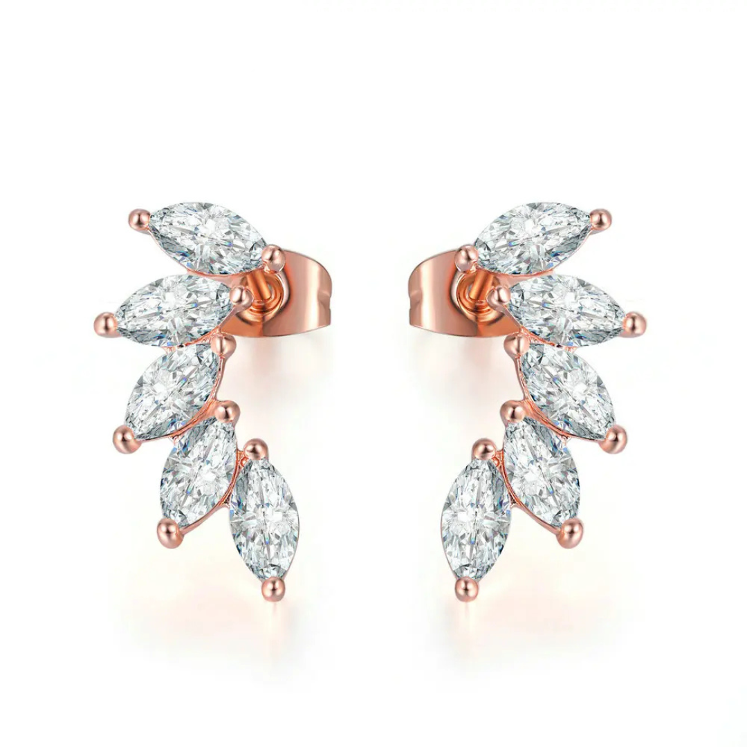 עגילי עלי רוז־גולד מרקיז