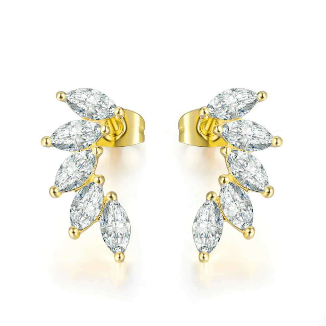 עגילי עלי רוז־גולד מרקיז