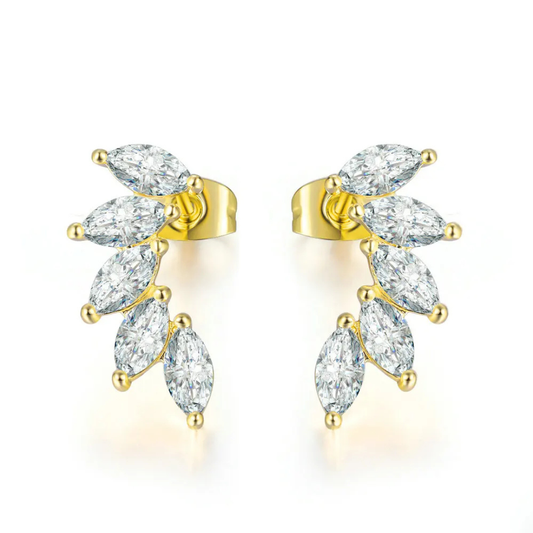 עגילי עלי זהב מרקיז