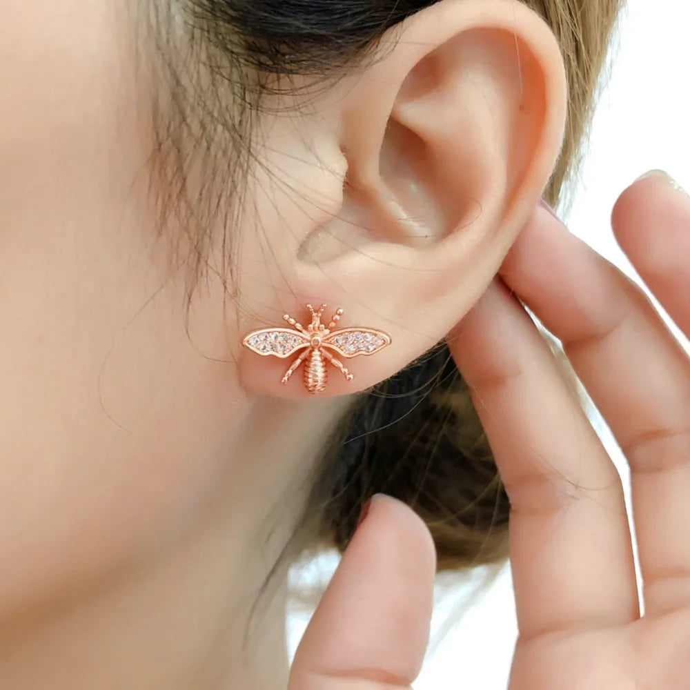 ZHOUYANG Jewelry Sets For Women Lovely Little Bees Austrian Crystals Rose Gold Color Earrings Necklace Gift Fashion Jewelry S510