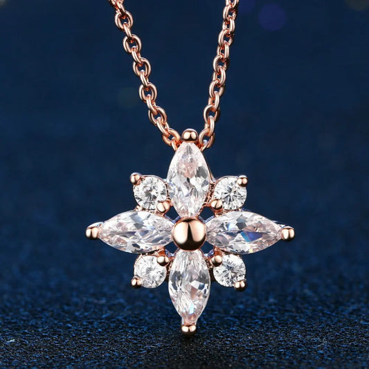 שרשרת פרח זירקון כסף