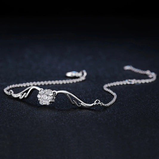 צמיד פרח זוהר כסף