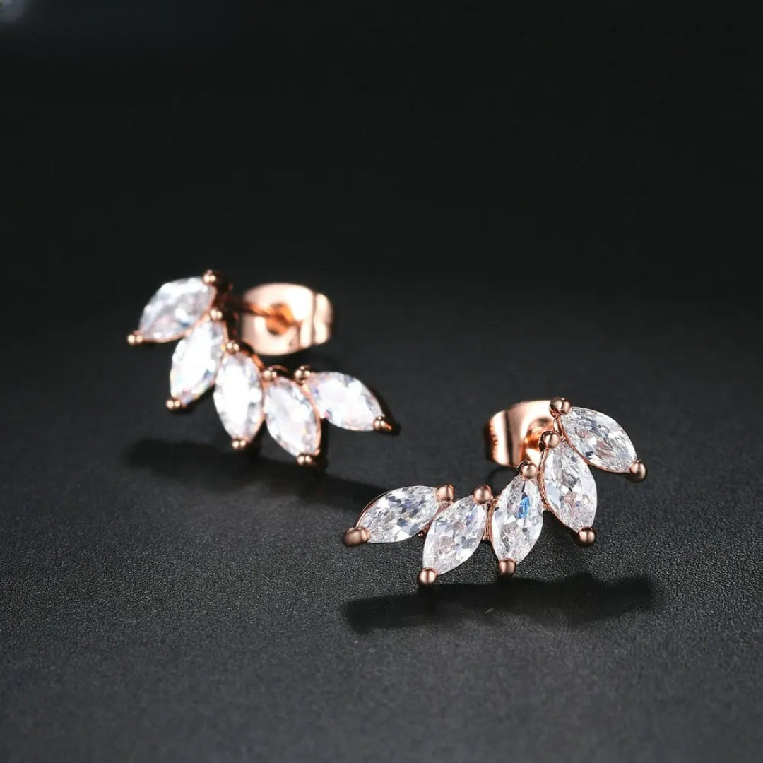 עגילי עלי רוז־גולד מרקיז