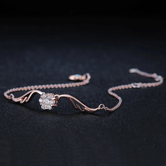 צמיד פרח זוהר רוז־גולד