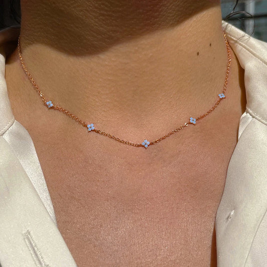 שרשרת רוז גולד נקודות זירקון