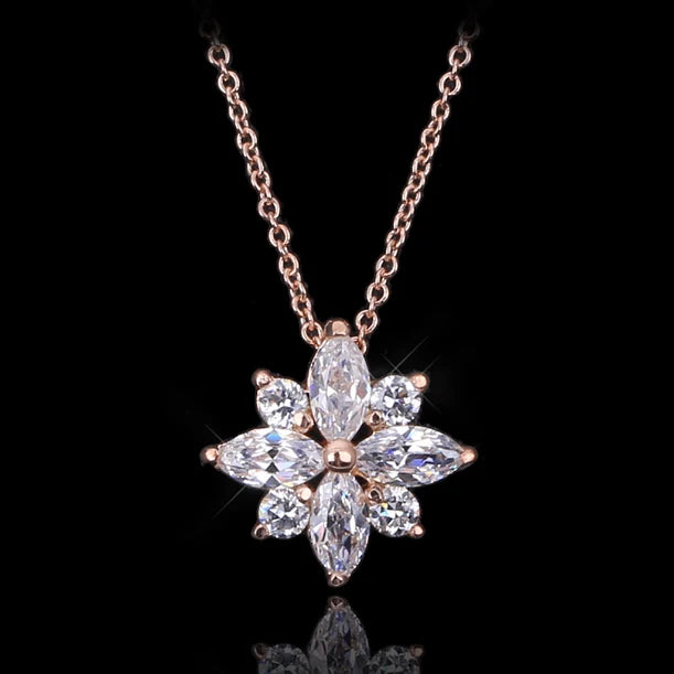 שרשרת פרח זירקון כסף